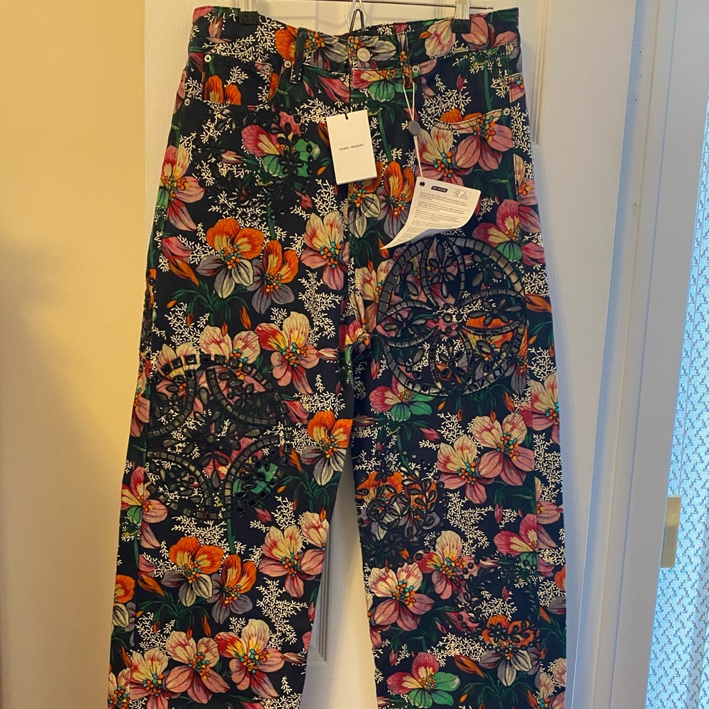 Isabel Marant $1 800 RARE Floral Embroidered Jeans NWT